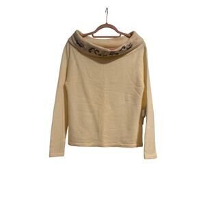 CLEARANCE NWT Le Pull-Over Cream Boatneck Beaded Lambswool Sweater